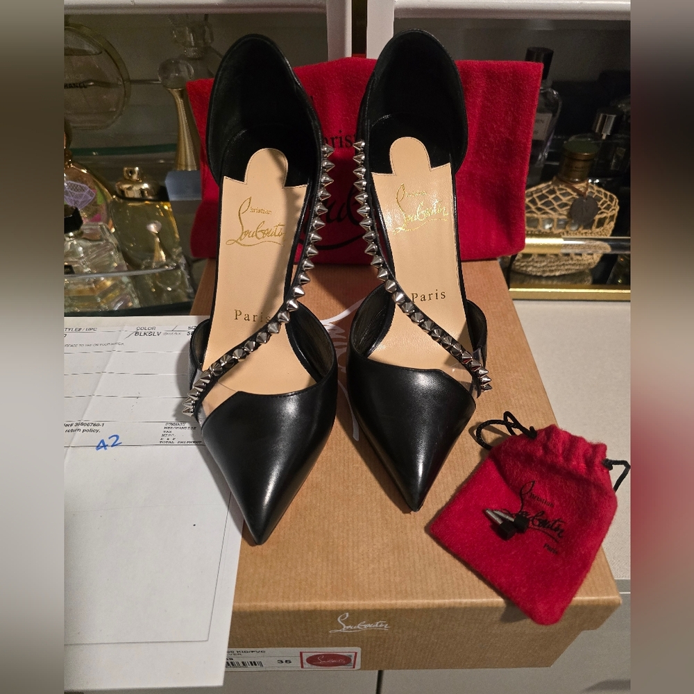 Christian Louboutin Black Heels with Silver Accents